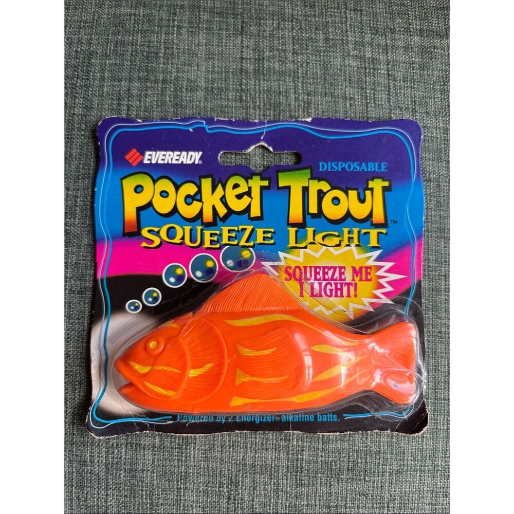 Eveready Vintage Pocket Trout Squeeze Light  Orange Fish Toy 80’s 90’s nostalgia